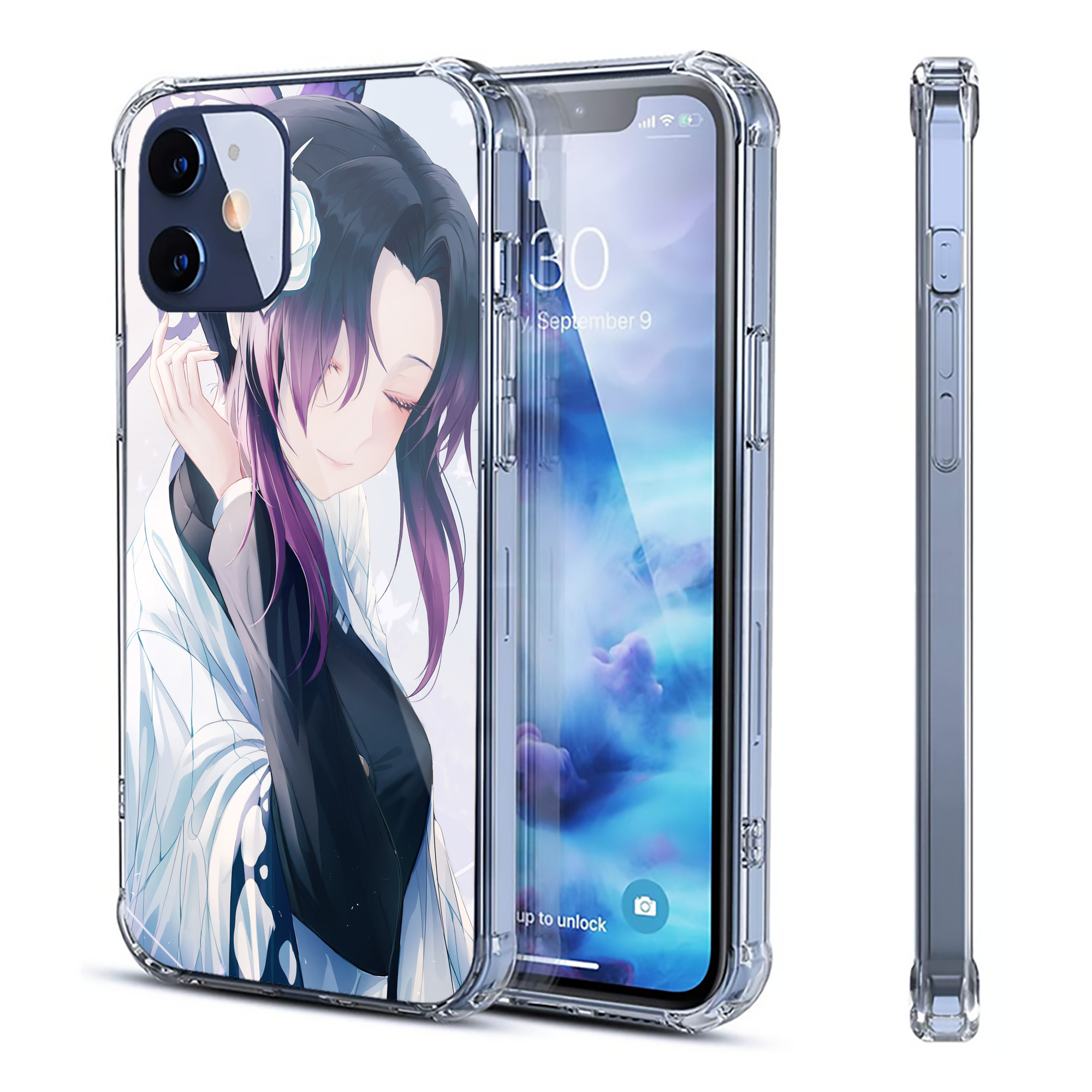 （画像用） 鬼滅の刃（きめつのやいば）蟲柱-胡蝶 しのぶ／こちょう しのぶ Kochou Shinobu 【iPhone 12シリーズ対応】透明スマホケース（クリアソフトケース）